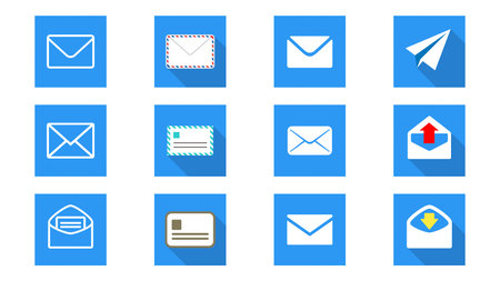 Email icons design parts set blue background vector illustration image materialのイラスト素材