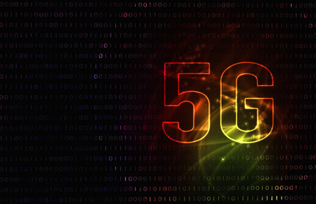 5G network of future technology image. background blue illustration.