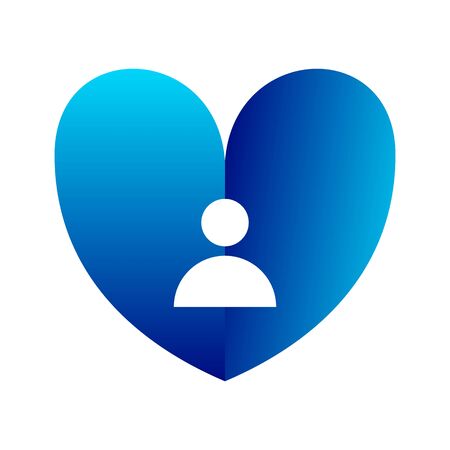 shine tiny love icon, heartbeat blue color illustration.のイラスト素材
