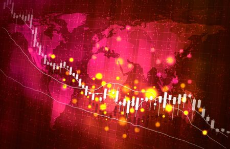 Image of stock price crash Coronavirus Red color visual designの写真素材