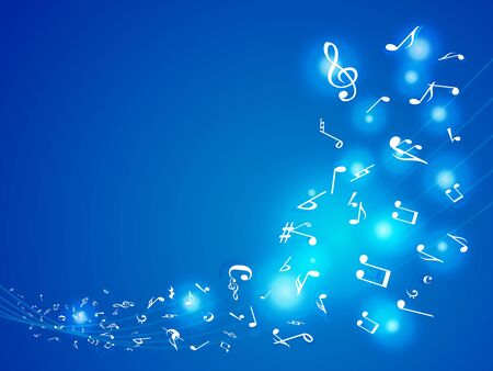 Colorful Music notes. Illustration Abstract blue background.のイラスト素材