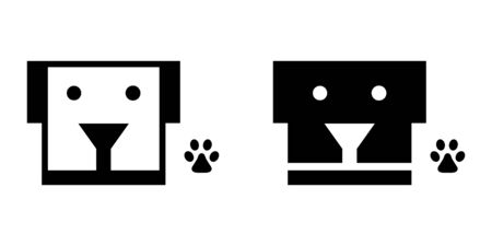 Black and white dog icon illustration vectorのイラスト素材
