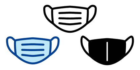 Disposable mask vector icon set infection prevention antivirusのイラスト素材
