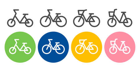 Bicycle etiquette vector icon set illustration black and white material bicycle insuranceのイラスト素材