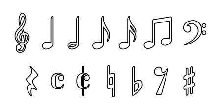 Vector icon illustration material black and white of musical note soundsのイラスト素材