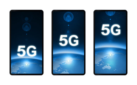 Smartphone 5G high-speed line screen wallpaper screen design imageの写真素材