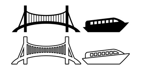 Bridge, ship illustration icon vector setのイラスト素材