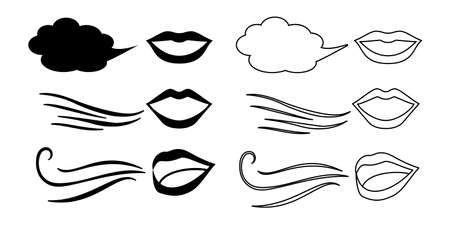 Bad breath, lips, mouth, conversation illustration icon vector set materialのイラスト素材