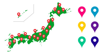 Japan Map, Japan All, Map Vector Icon Illustration Materialのイラスト素材