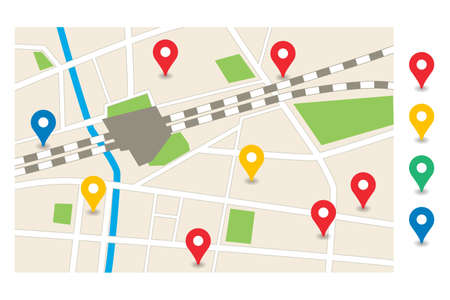 Town map design illustration simple background materialのイラスト素材