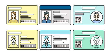 Qualification, license, ID card, avatar face icon vector illustration image materialのイラスト素材