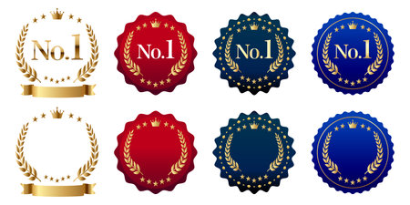 Number one crown laurel banner vector icon illustration white backgroundのイラスト素材
