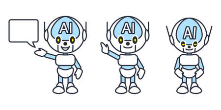 Robot, android, artificial intelligence, hero vector icon illustration materialのイラスト素材