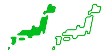 Japan map cute simple rounded corner vector illustration icon greenのイラスト素材
