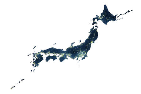 Japanese map from space, background image illustrationの写真素材