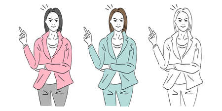 Female boss who is a career woman. Vector manga style illustration materialのイラスト素材