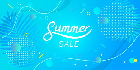 Summer sale summer wave light blue vector illustration background materialのイラスト素材