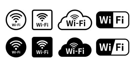 Wi-fi wireless wave communication mark sticker vector icon material setのイラスト素材