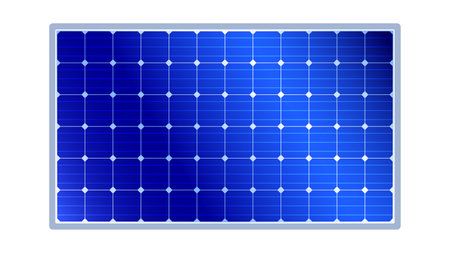 Blue solar panel, solar power, detailed textured vector icon illustration materialのイラスト素材
