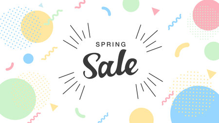Spring colorful and happy cute design on white background, vector materialのイラスト素材