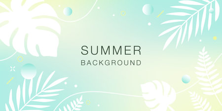 Simple and stylish summer background design, tropical vector illustration with silhouettes of plants...
