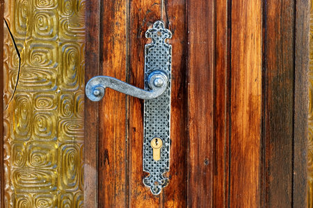 Steel door handleの写真素材