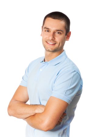 Portrait of happy smiling man, isolated on whiteの写真素材