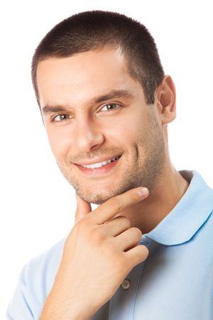 Portrait of happy smiling man, isolated on whiteの写真素材