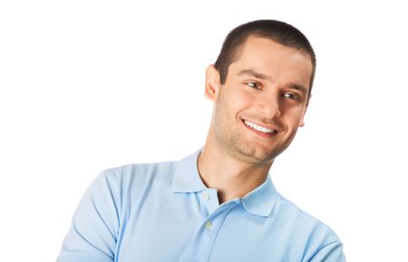 Portrait of happy smiling man, isolated on whiteの写真素材