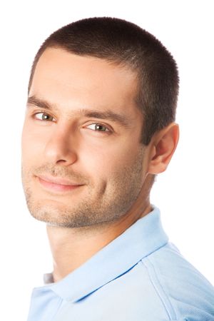 Portrait of happy smiling man, isolated on whiteの写真素材