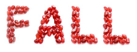 word fall of red pomegranate letters の写真素材
