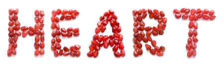 word heart of red pomegranate letters の写真素材