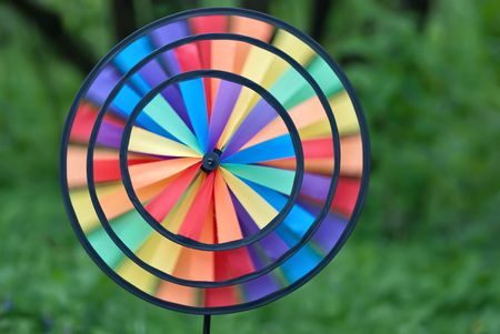 colored paper wind vane for children in the parkの写真素材