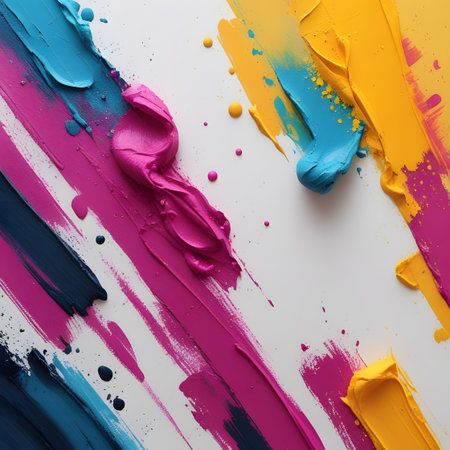 Creative layout made of multicolored oil paint on white backgroundの素材