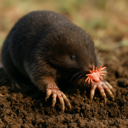 Mole (lat. Talpa europaeus) on the groundの素材