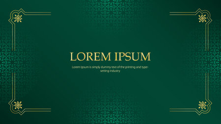 green background with a green background and a gold patternのイラスト素材