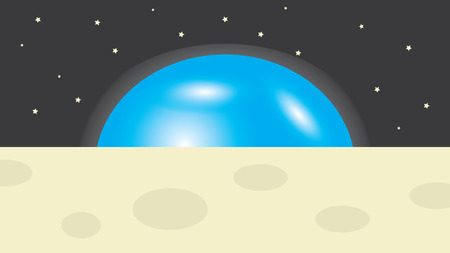 the lunar surface with a view to the Earthのイラスト素材