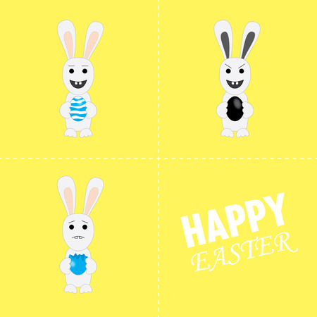 Vector illustration card with funny rabbitのイラスト素材