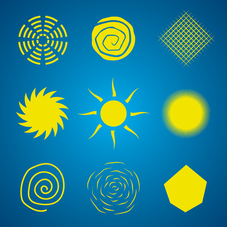 Abstract Sun Set. Isolated signs vector illustrationのイラスト素材
