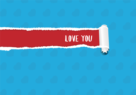 Love You Greeting Card With Torn Paper And Place For Textのイラスト素材