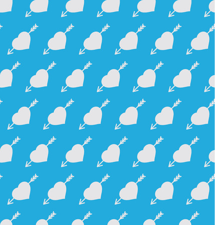 Seamless pattern. Hearts and arrows on blue backgroundのイラスト素材