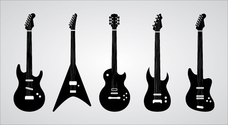 Guitar silhouettes set illustration.のイラスト素材