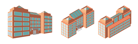 Isometric business center. Modern 3d home plan. Isolated Vector illustration.のイラスト素材