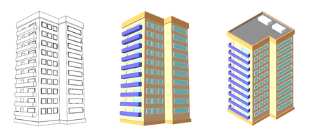 Isometric house. 3d home plan. Isolated Vector illustrationのイラスト素材