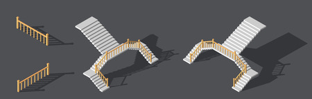 Isometric stairs with a rail. Vector illustration.のイラスト素材