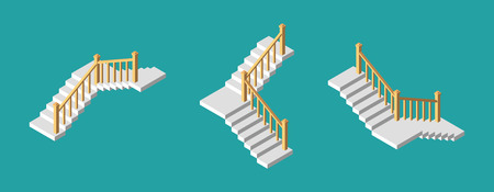 Isometric stairs with a rail. Vector illustration.のイラスト素材