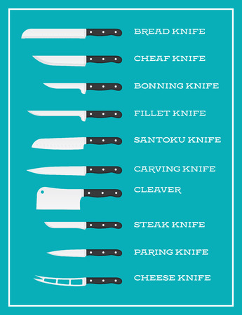 Kitchen knife set with signature names.のイラスト素材