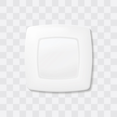Empty white square plate. Top view dish Realistic vector.のイラスト素材