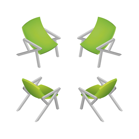 Isometric Modern Green Office Chair. Vector illustrationのイラスト素材
