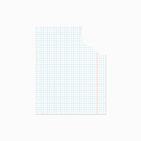 White squared paper sheet with torn corner. Vector template.のイラスト素材